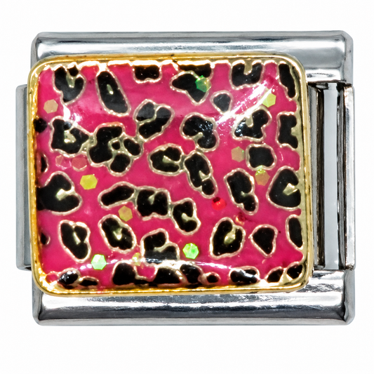 Pink Leopard Print Italian Charm