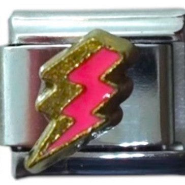 Pink Lightning Bolt Italian Charm