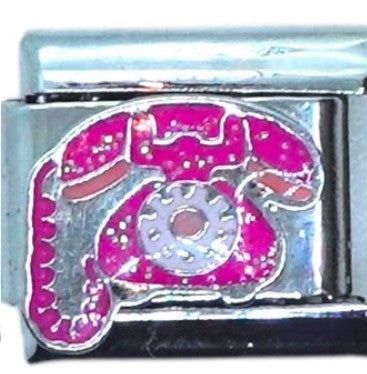 Pink Rotary Telephone Italian Charm