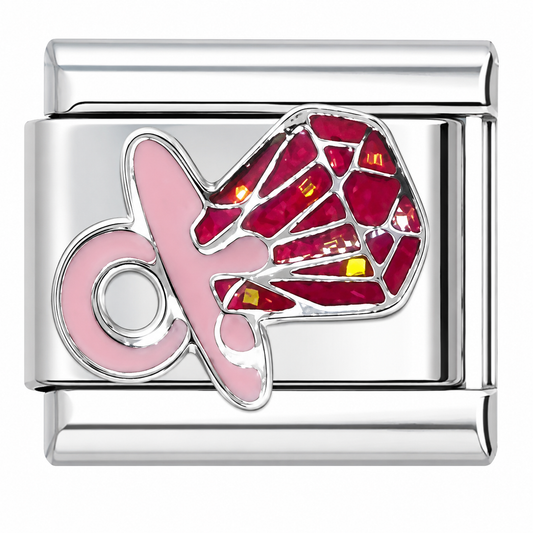 Pink and Red Pacifier with Rhinestones Italian Charm