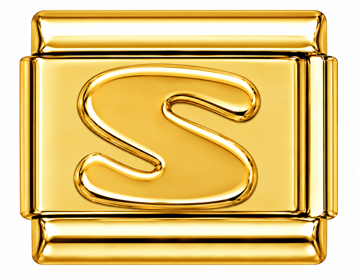 Gold Letters Italian Charm