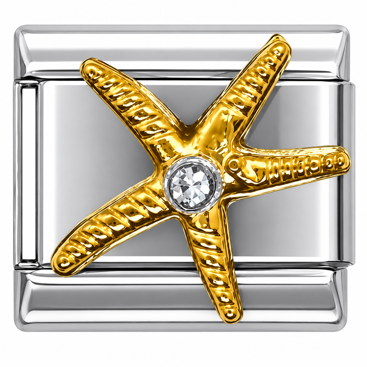 Gold Starfish with Crystal Italian Charm