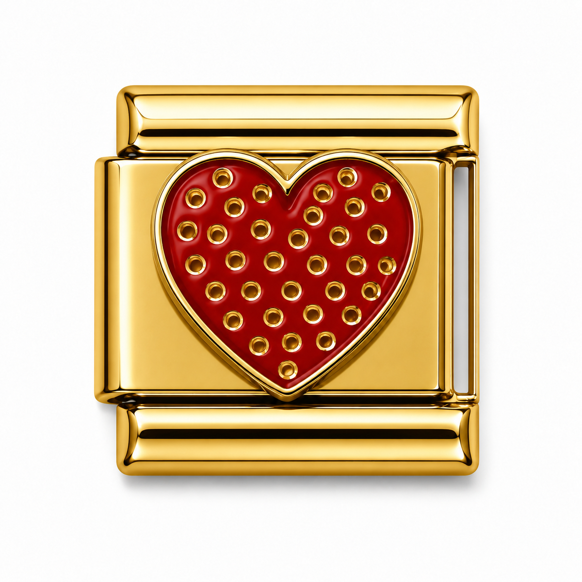 Polka Dot Red Heart Gold Italian Charm