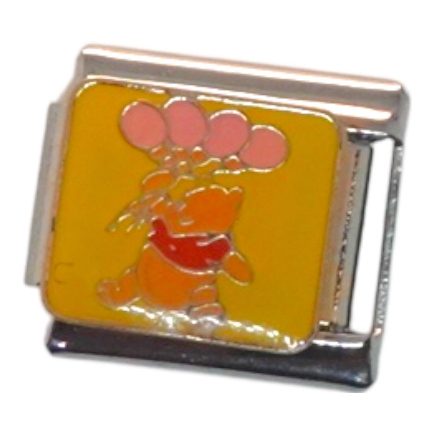 Pooh Bear with Balloons Yellow Gold Italian Charm