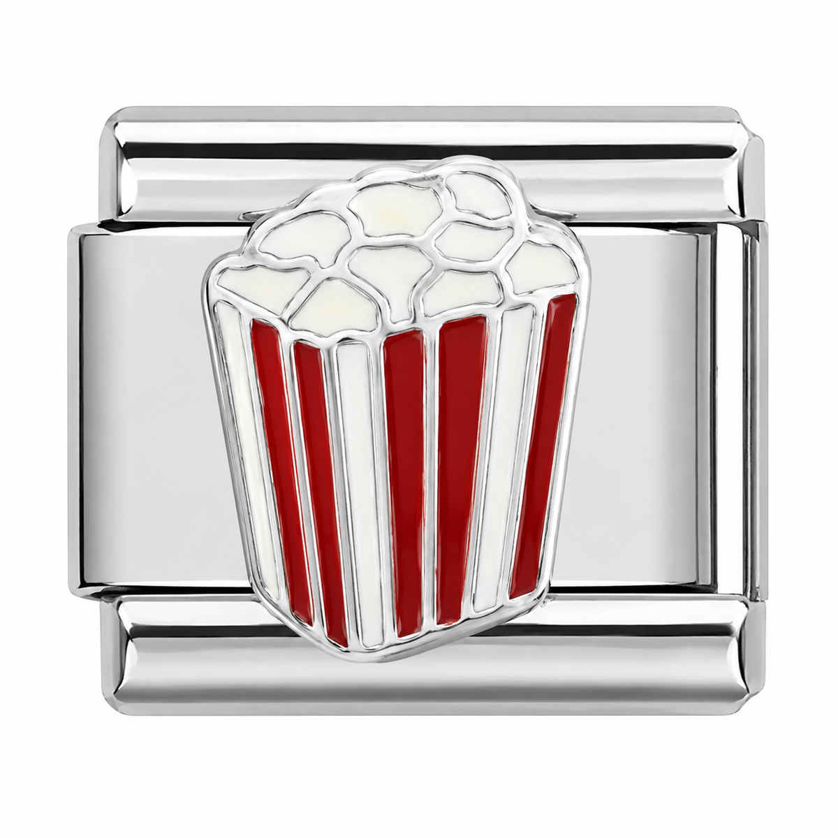 Popcorn Bucket Silver Italian Charm