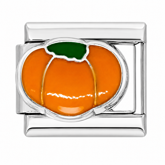 Pumpkin Silver Italian Charm