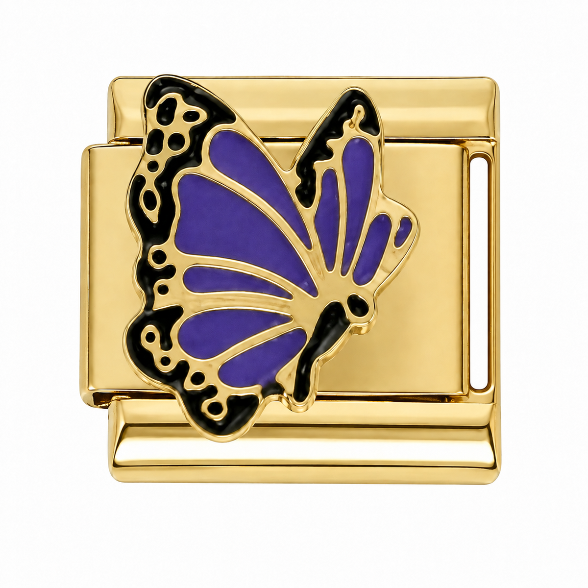 Purple Butterfly Gold Italian Charm