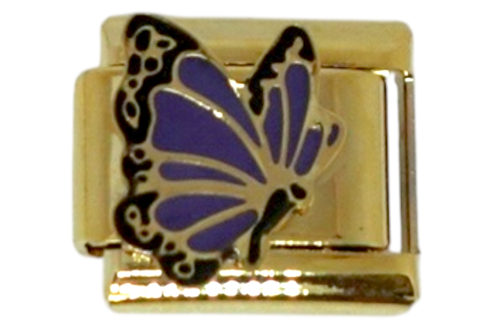 Purple Butterfly Gold Italian Charm