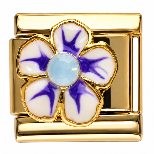 Purple Flower Gold Italian Charm