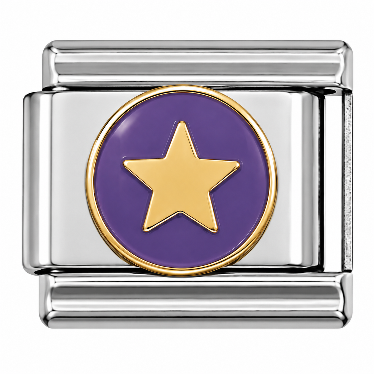 Purple Gold Star Two-Tone Silver Italian Charm