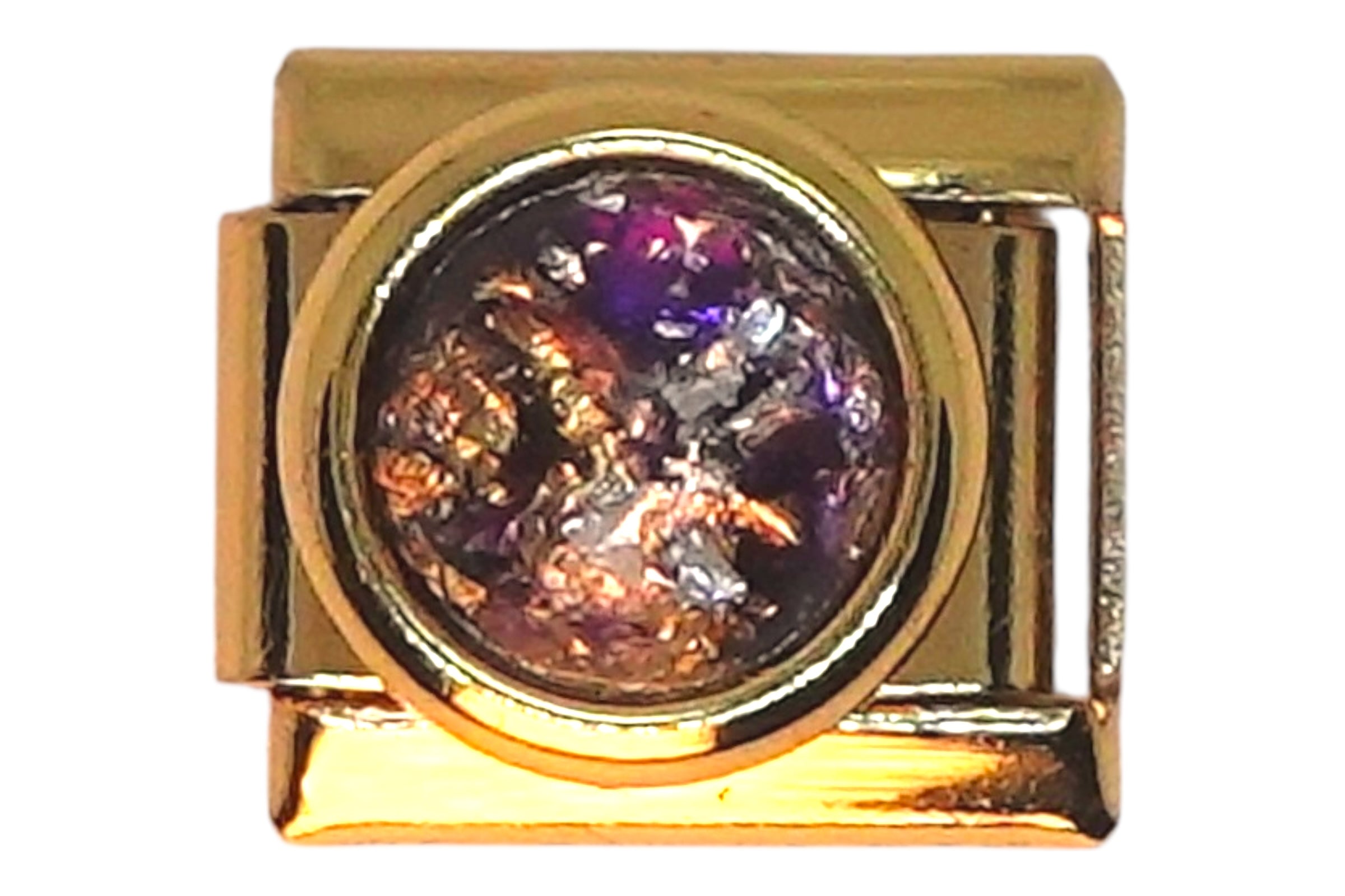 Purple & Gold Stone Italian Charm