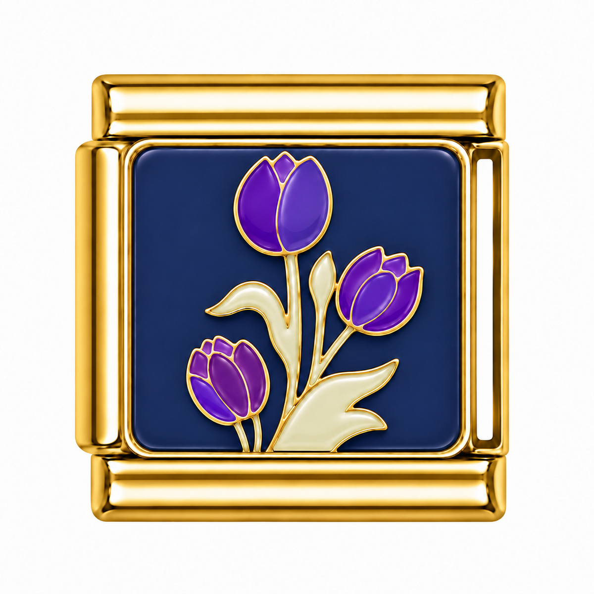 Purple Tulip Bouquet Gold Italian Charm