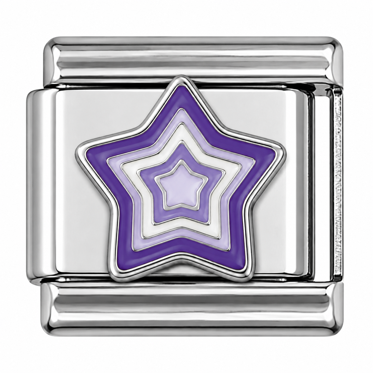 Purple and Lilac Layered Star Silver Italian Charm