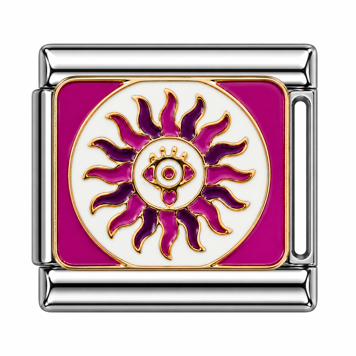 Radiant Eye Purple  Silver Italian Charm