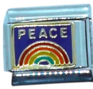 Rainbow Peace Silver Italian Charm