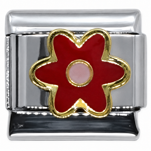 Red Flower Italian Charm