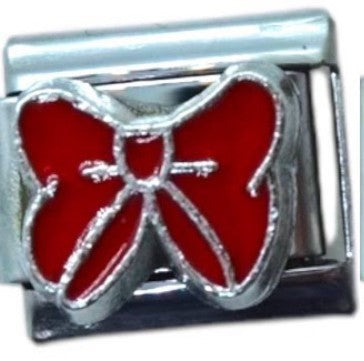Red Bow Silver Italian Charm