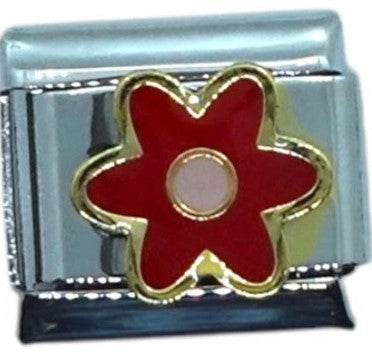Red Flower Italian Charm