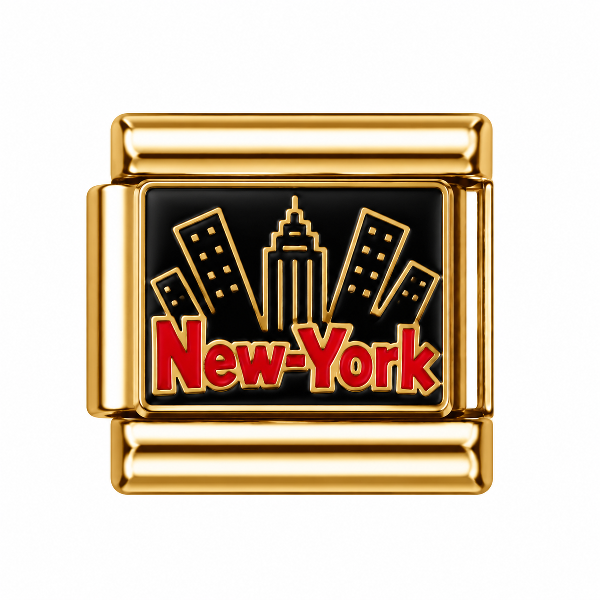 Red New York Skyline Gold Italian Charm