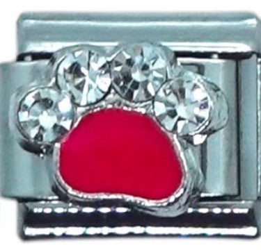 Red Paw Print Italian Charm