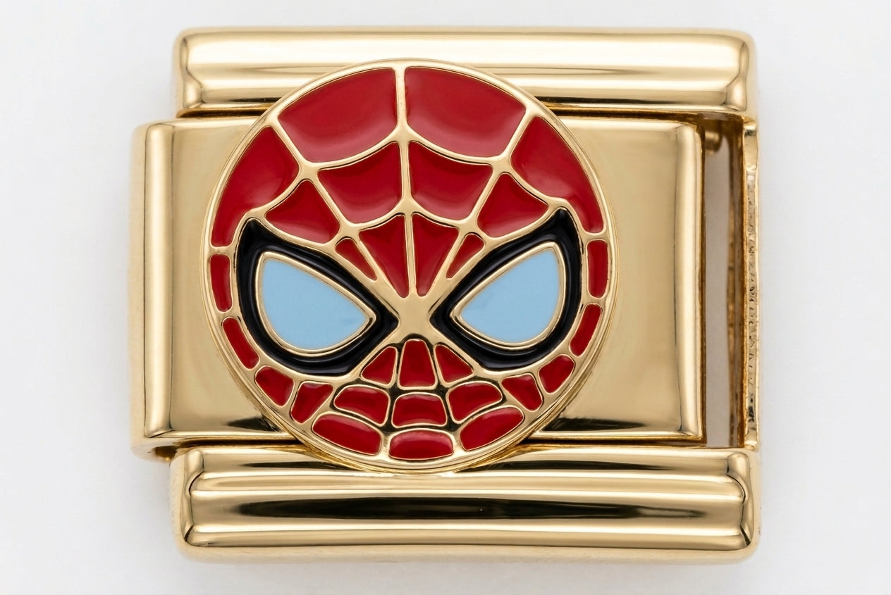 Red Web Hero Gold Italian Charm