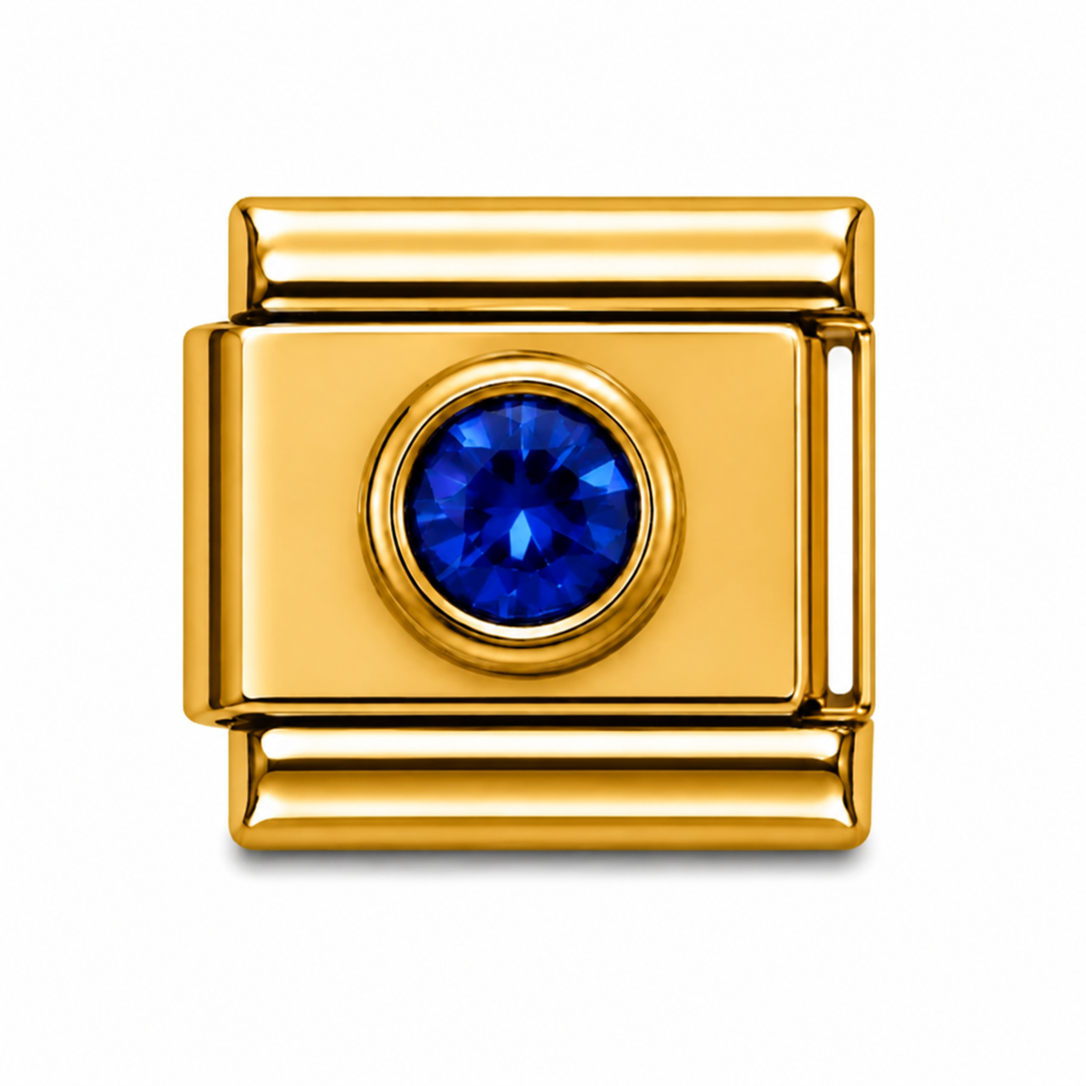 Royal Blue Crystal Solitaire Gold Italian Charm