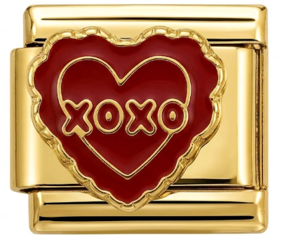 XOXO Heart Gold Italian Charm