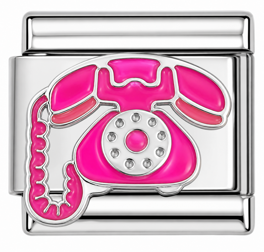 Pink Rotary Telephone Italian Charm
