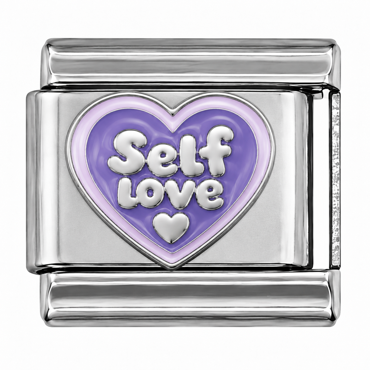 Self Love ❤️ Purple Heart Silver Italian Charm