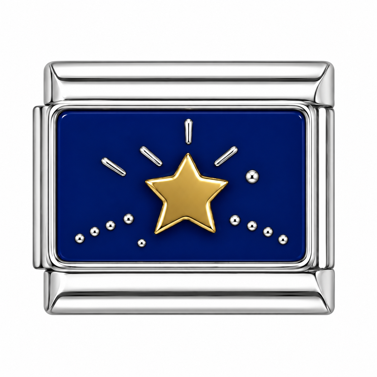 Shooting Star on Blue Sky Silver Italian Charm