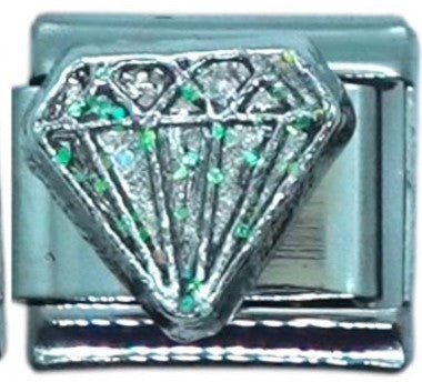 Silver Glitter Diamond Italian Charm