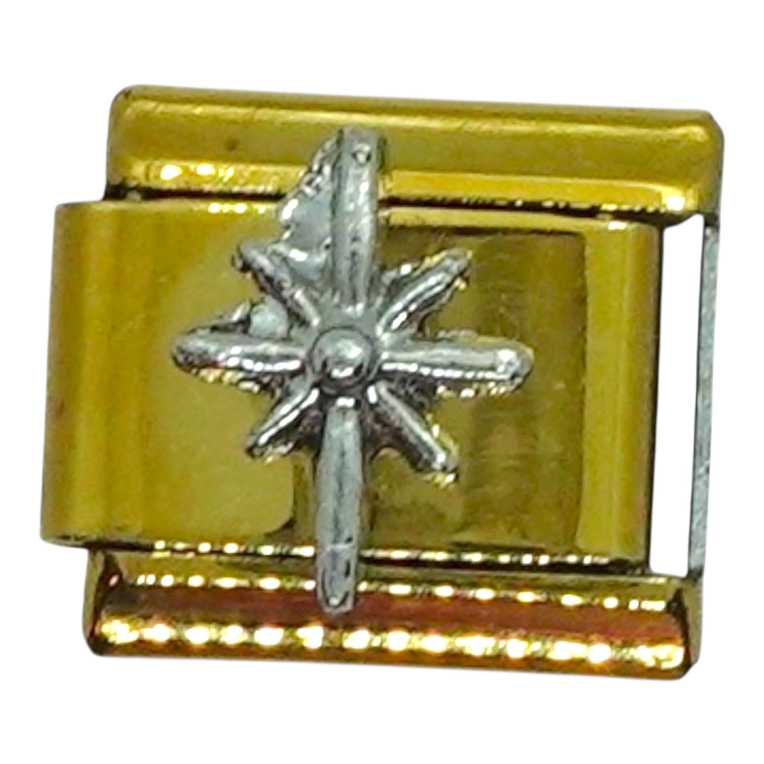 Silver Sparkle Gold Italian Charm