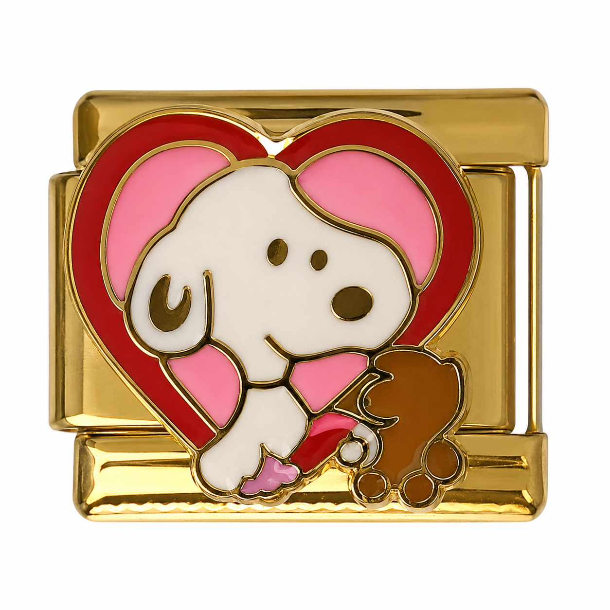 Snoopy with Heart Gold Italian Charm