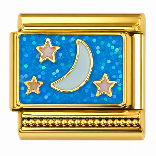 Sparkle Night Gold Italian Charm