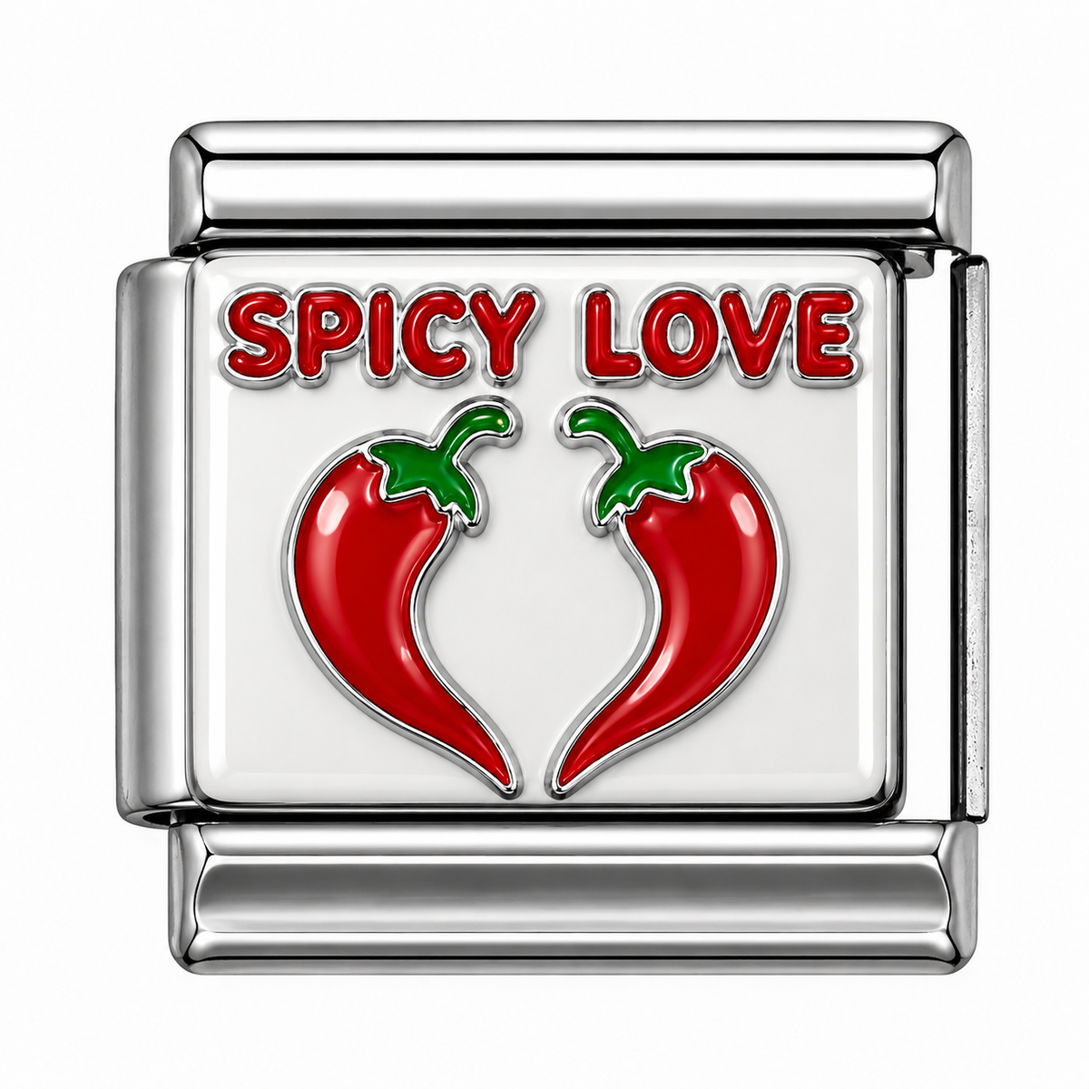 Spicy Love ❤️ Chili Pepper Silver Italian Charm