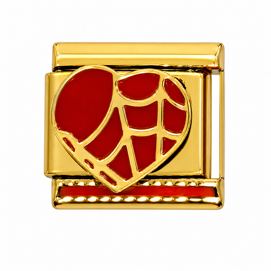 Spider Web Heart Gold Italian Charm