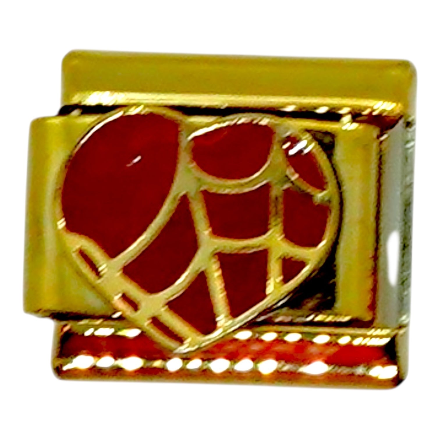 Spider Web Heart Gold Italian Charm