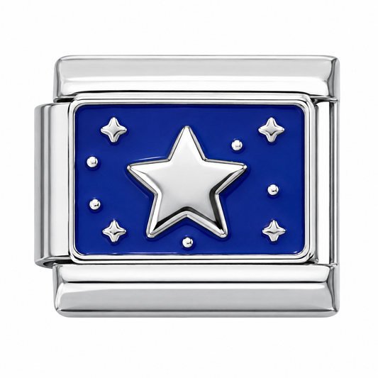 Starry Night Silver Italian Charm