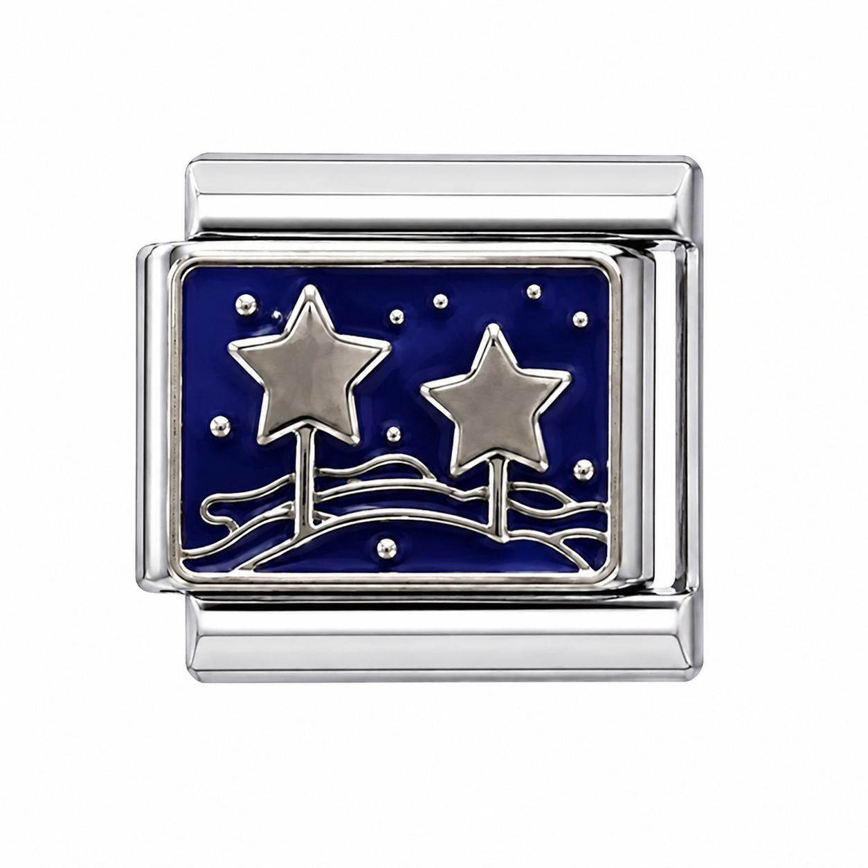 Starry Night Silver Italian Charm