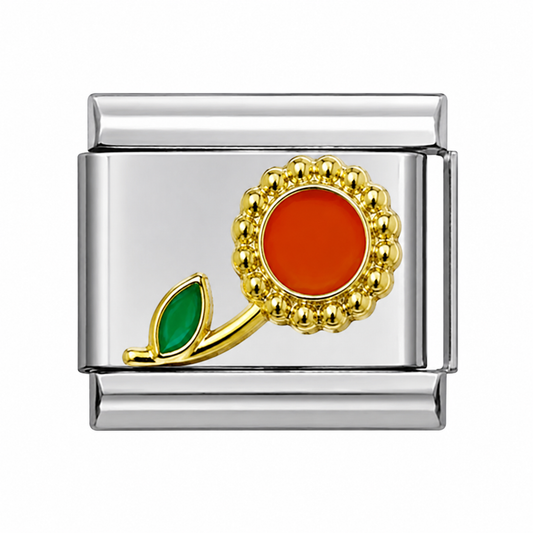 Sunflower Silver Italian Charm