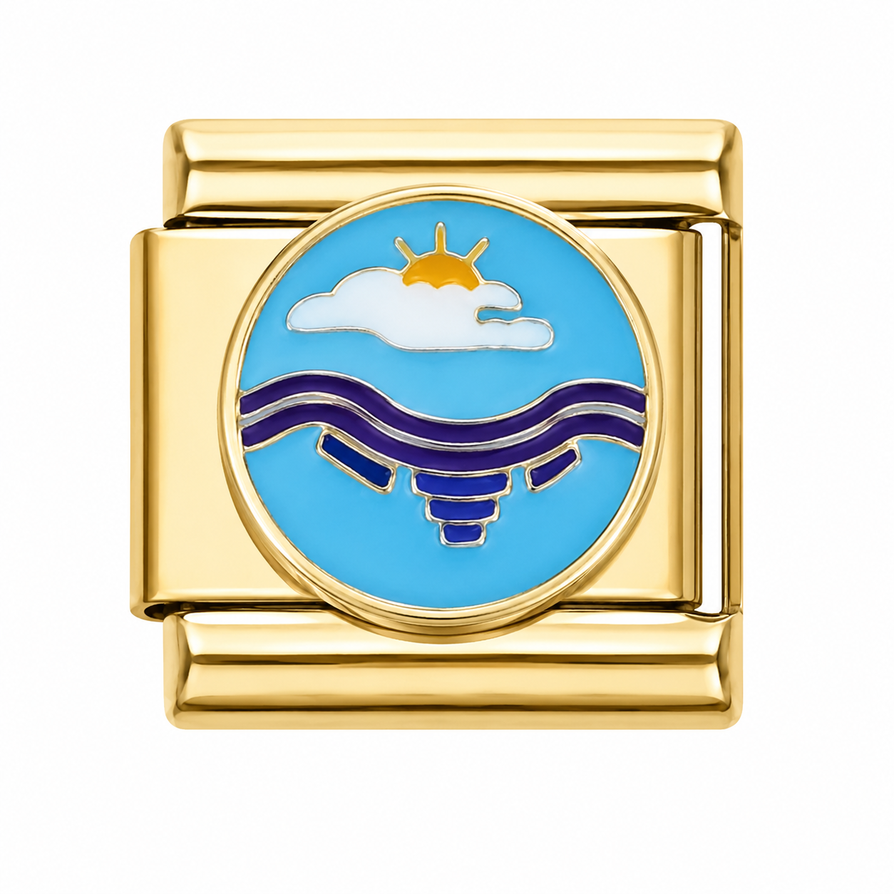 Sunrise Over Waves Gold Italian Charm
