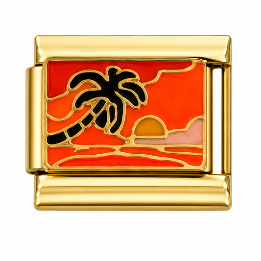 Sunset Beach Gold Italian Charm