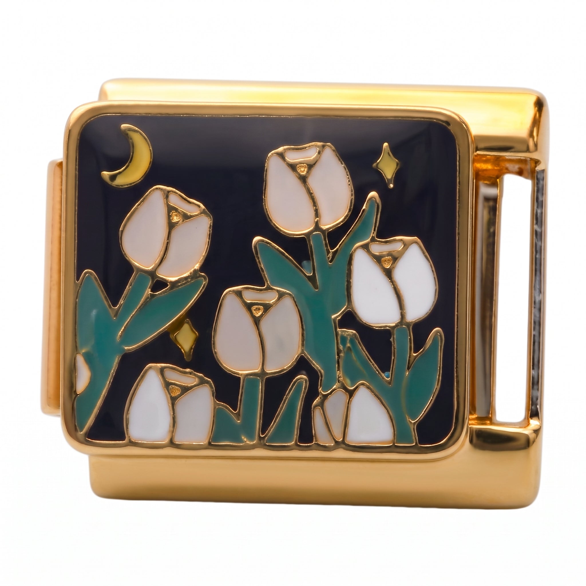 Tulips Gold Italian Charm