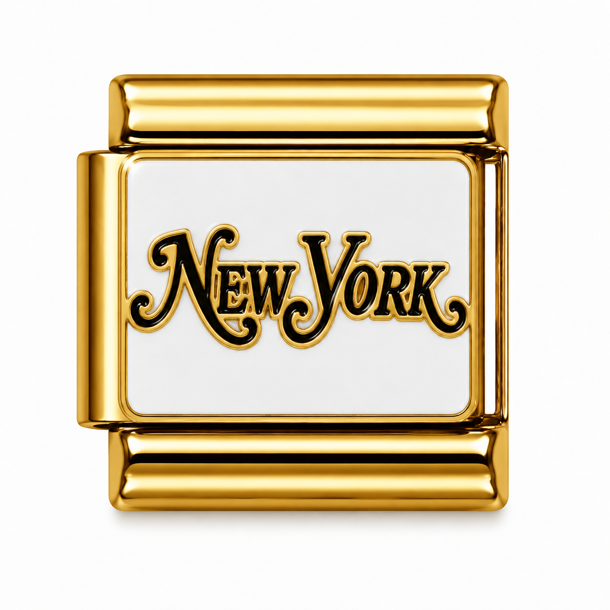 Vintage New York Script Gold Italian Charm