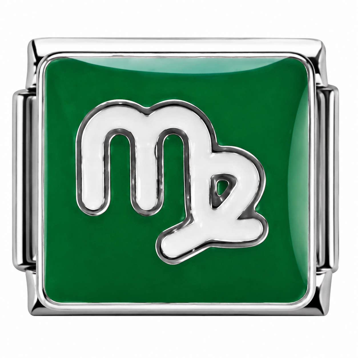 Virgo Green Silver Italian Charm