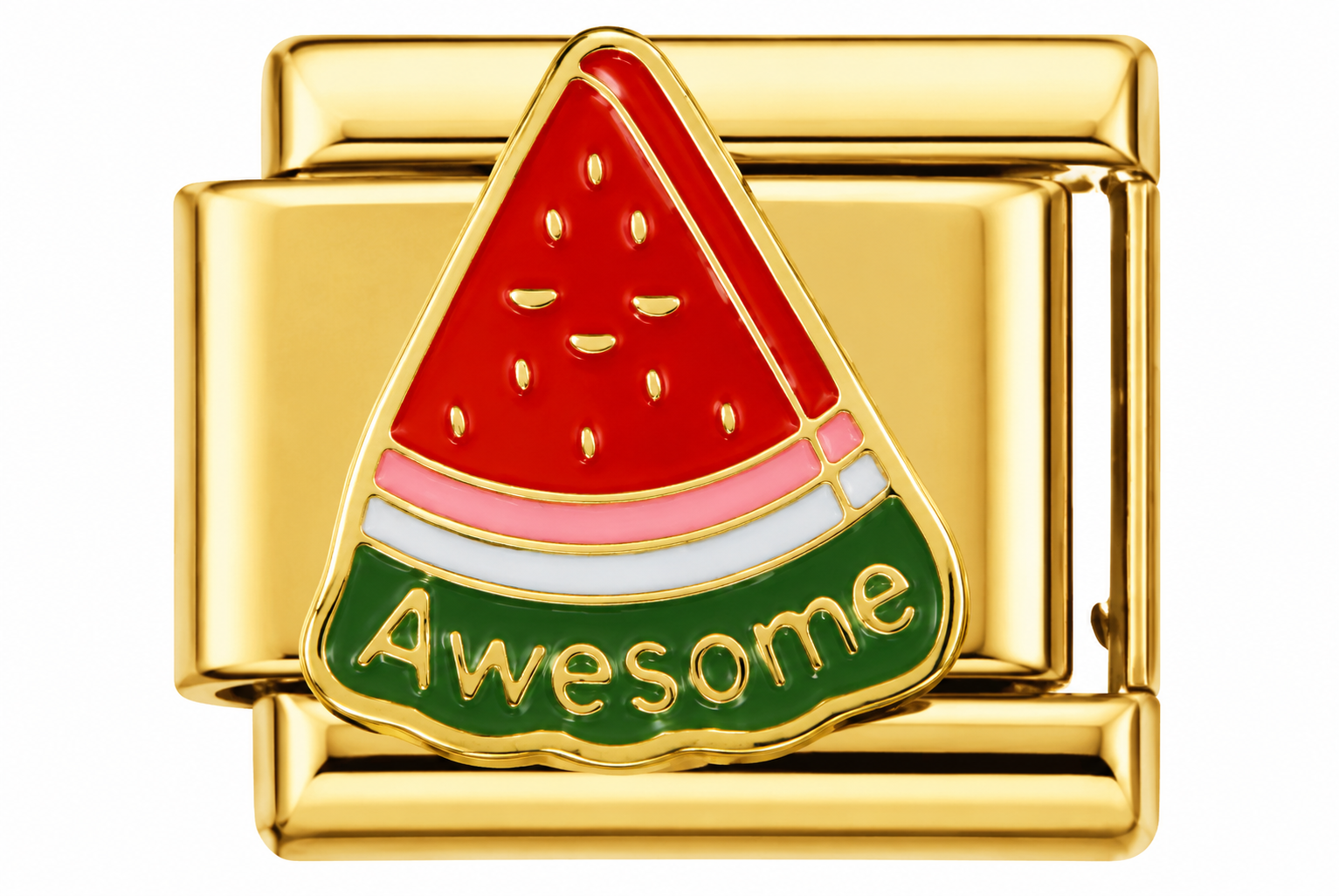 Watermelon Awesome Gold Italian Charm