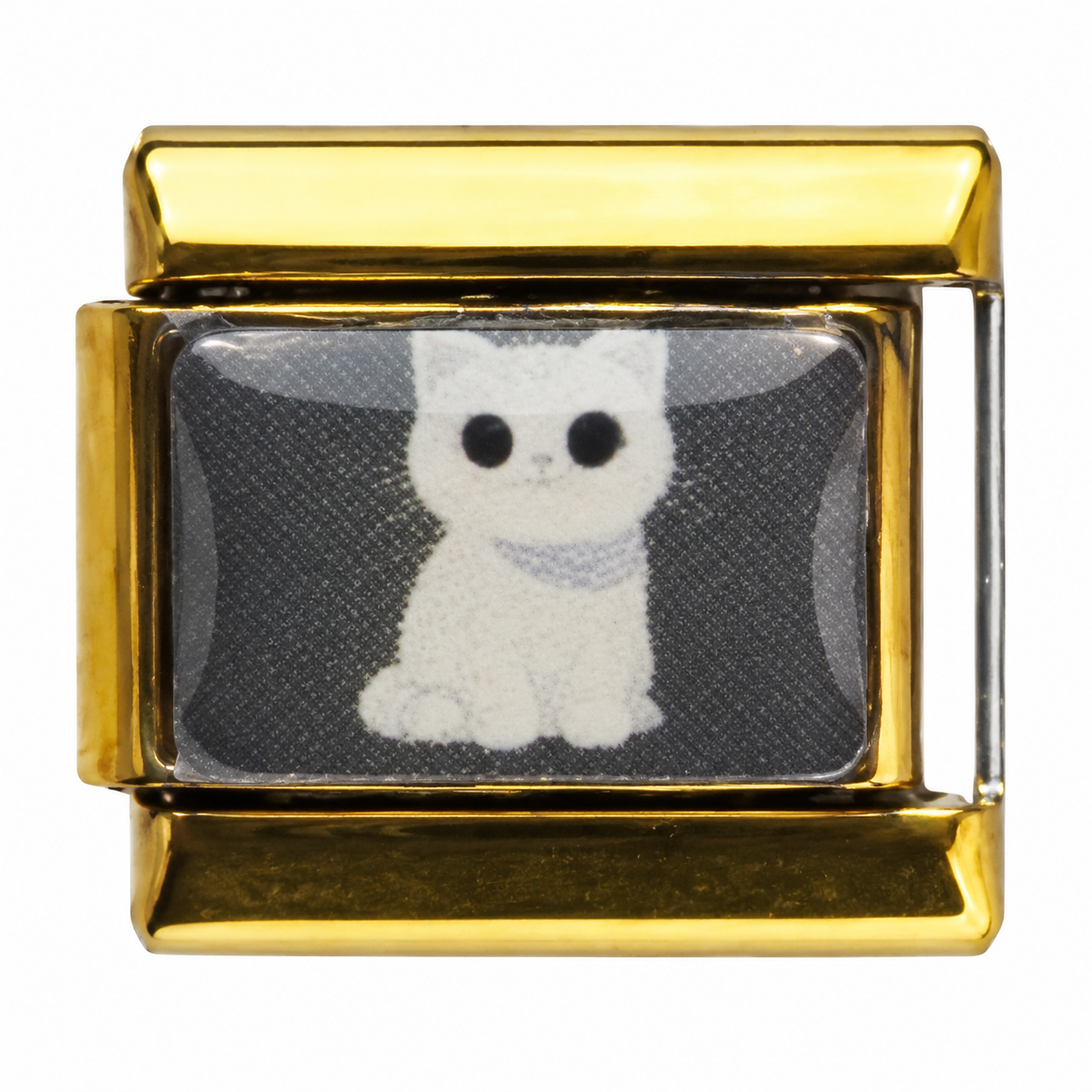 White Cat Gold Italian Charm