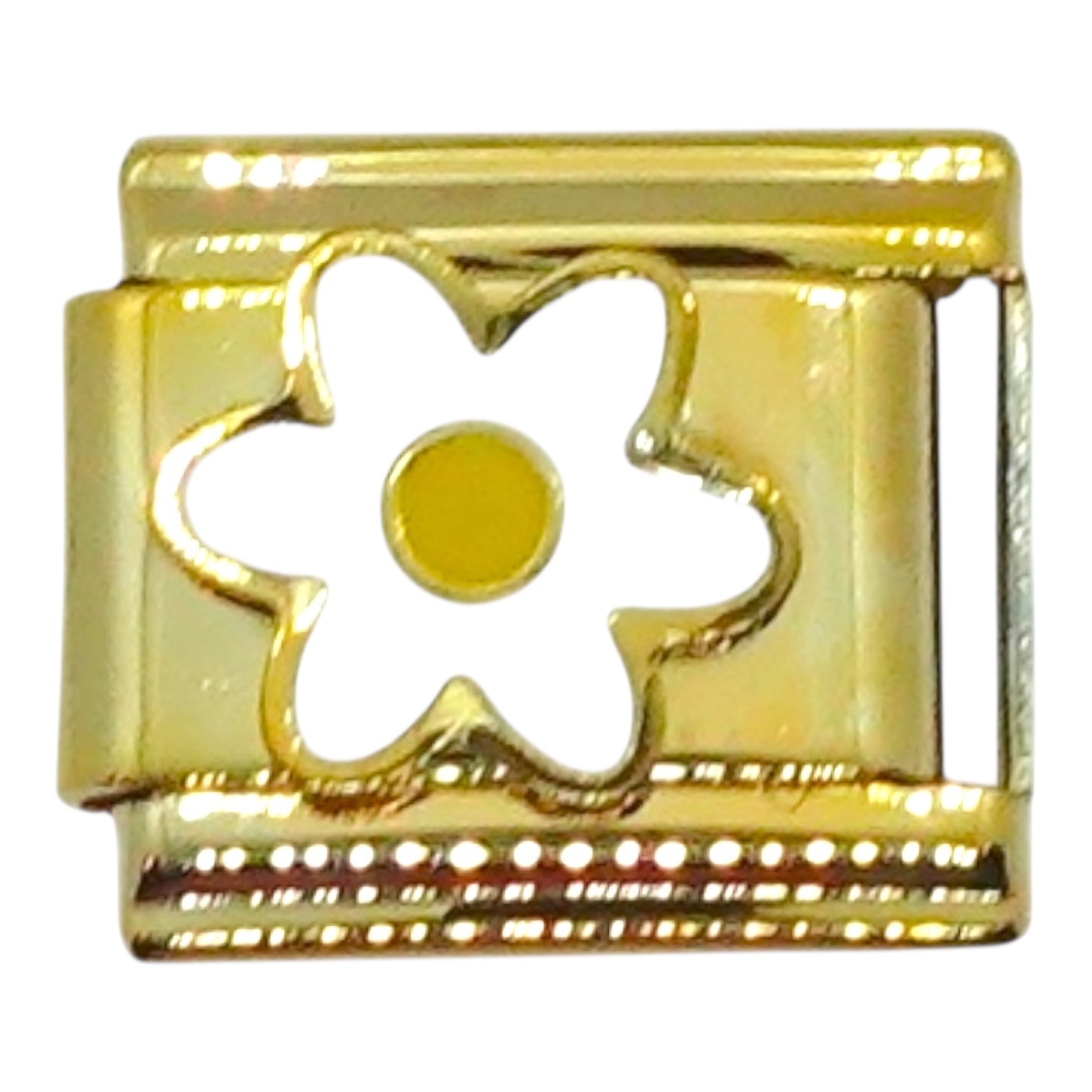 White Daisy Gold Italian Charm