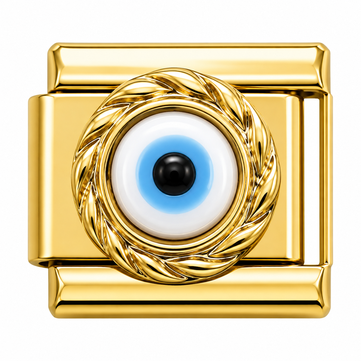 White Evil Eye Gold Italian Charm