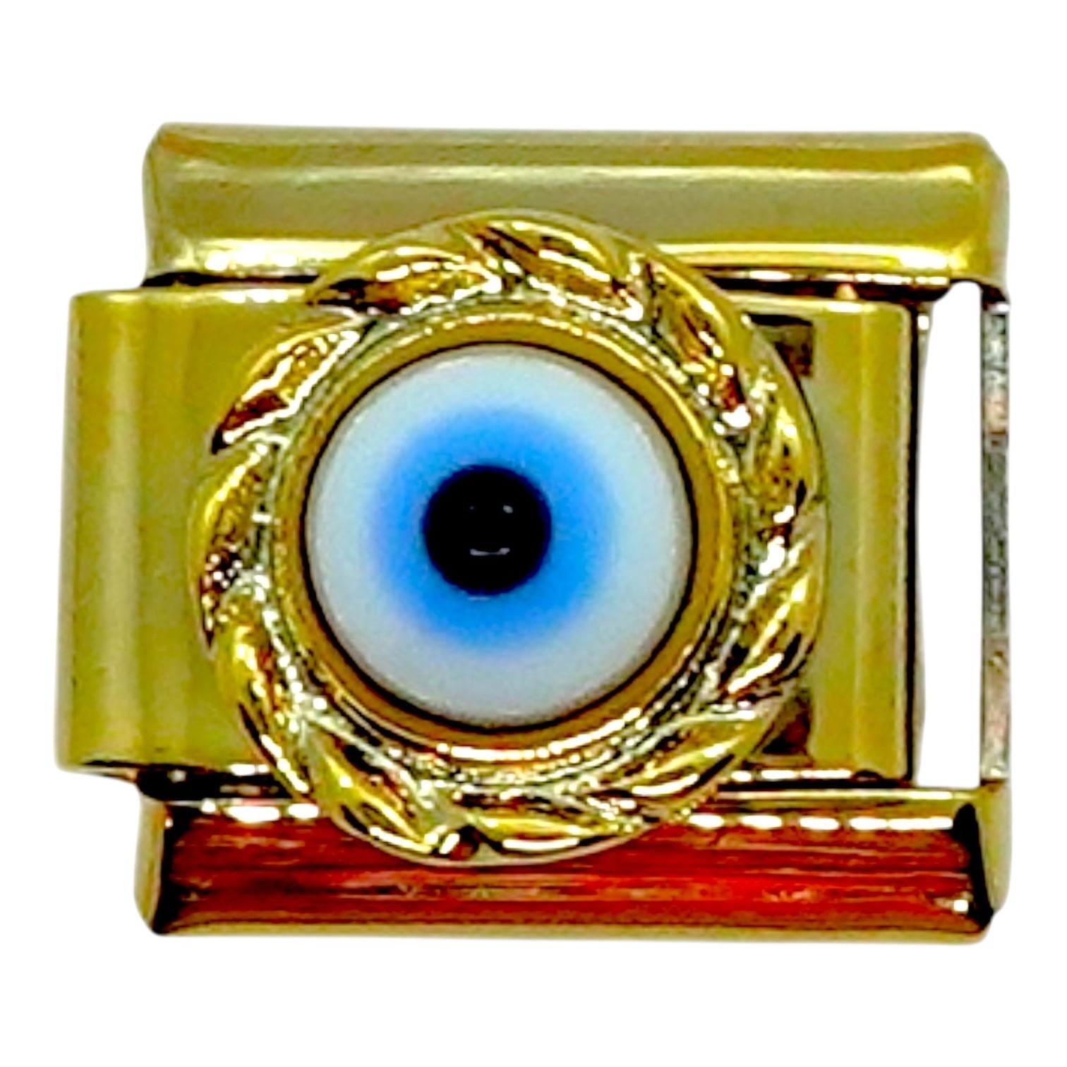 White Evil Eye Gold Italian Charm